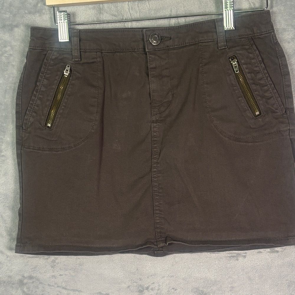 Gap Brown zipper Detail Short Skirt Stretch Size 4